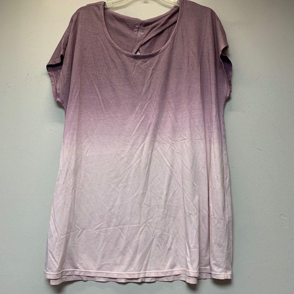 J.Jill Fit Back-Keyhole Tee Womens 1X Violet Ombre NWT Dip-Dyed Cotton Modal